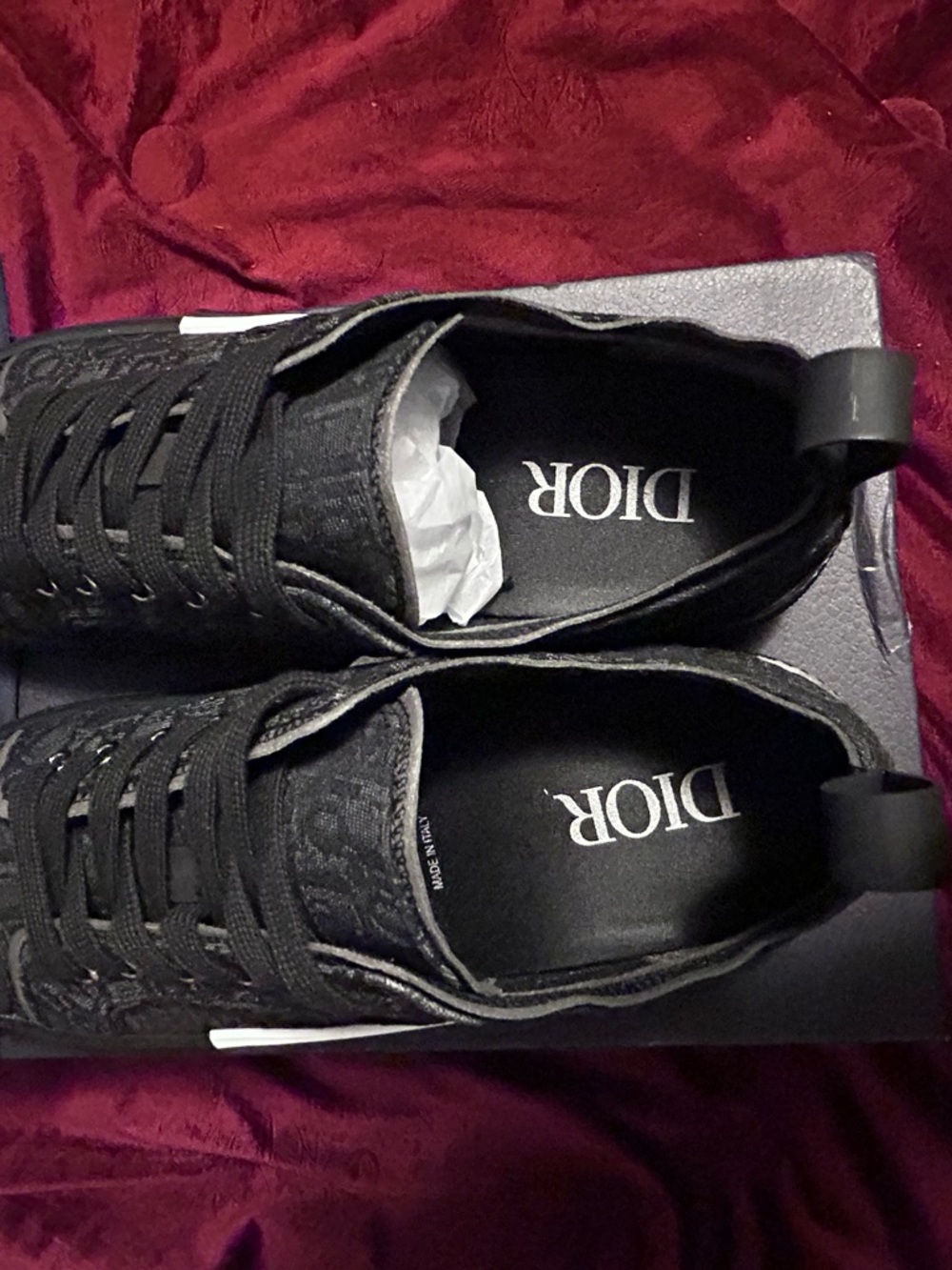 Dior B23 Low Black Men's Low-Top Jacquard Sneakers - Picture 3 of 6